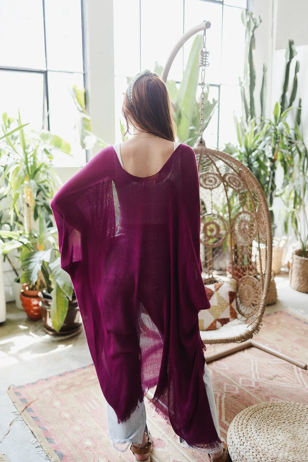 Summer Frayed Trim Kimono