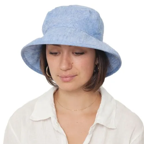 Sun Protection Bowler Hat - Linen Chambray