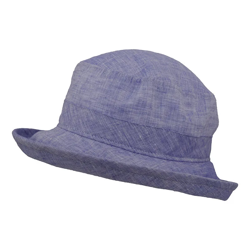 Sun Protection Bowler Hat - Linen Chambray