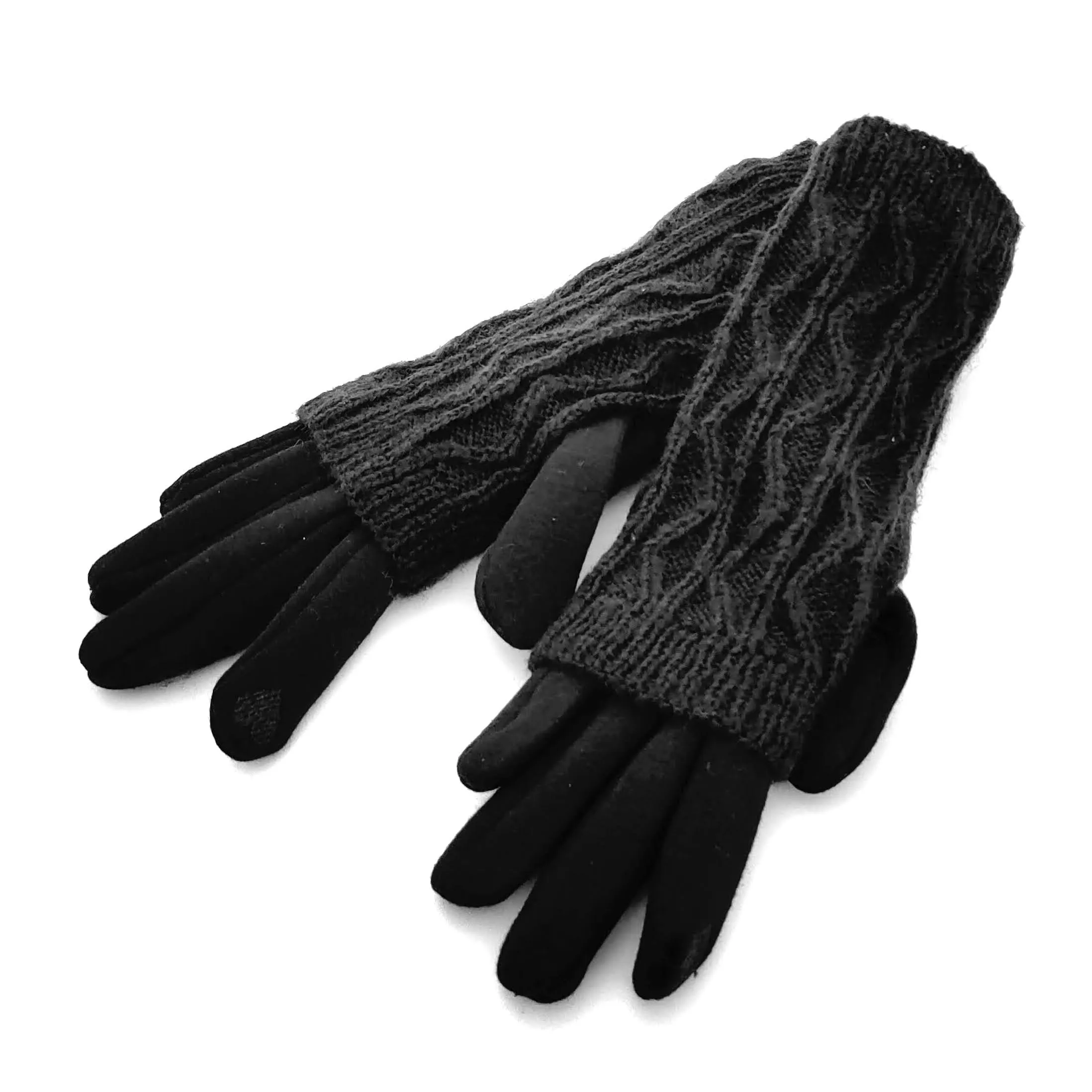 Two in One Gloves - Black