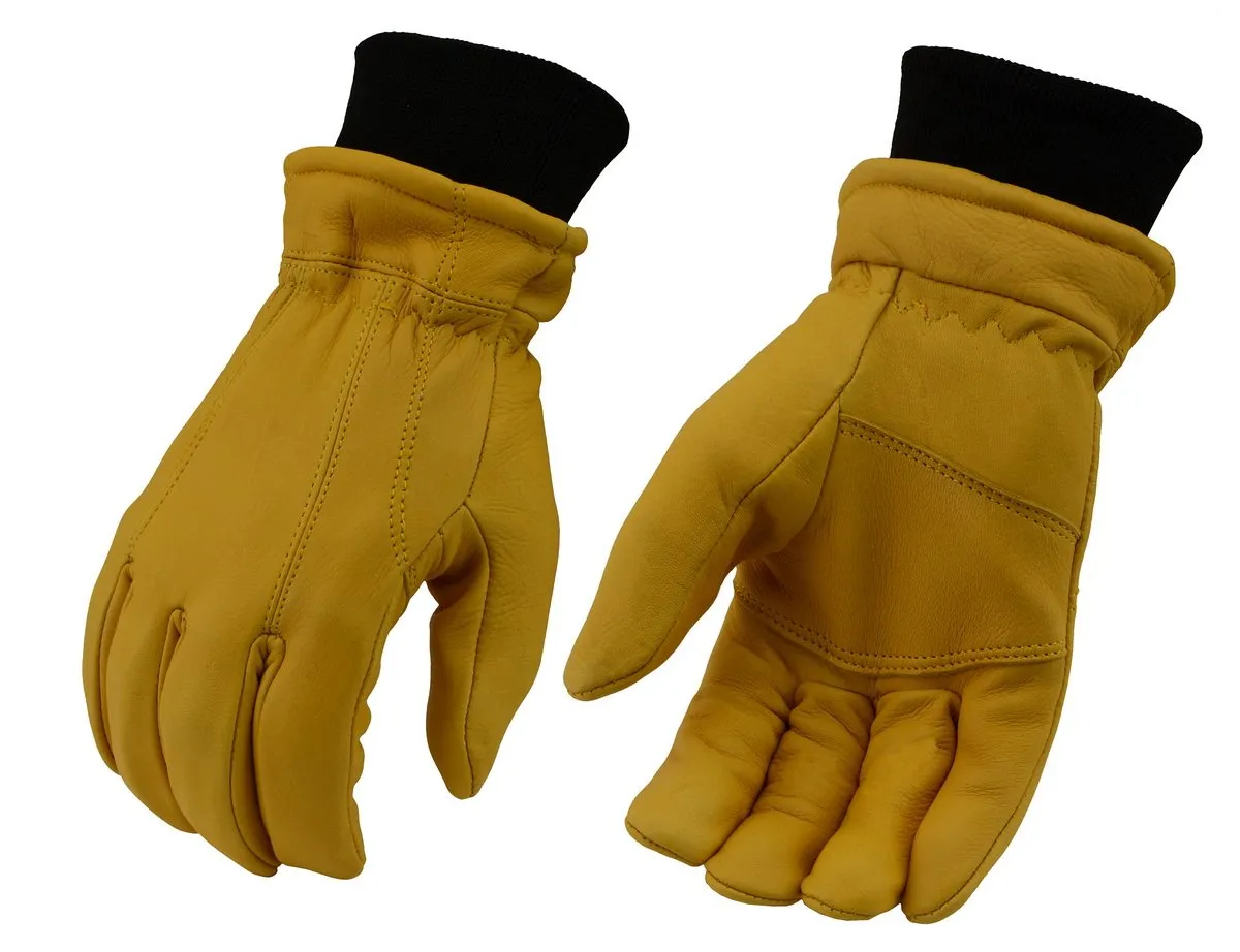 Xelement XG37546 Men's Yellow Full Grain Deerskin Leather Gloves